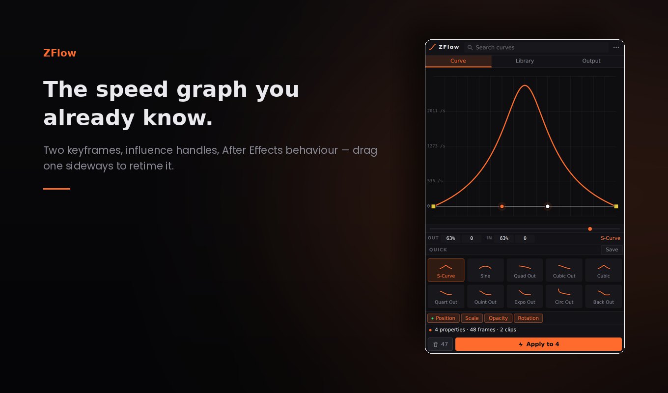 ZFlow speed graph view with two keyframes and influence handles